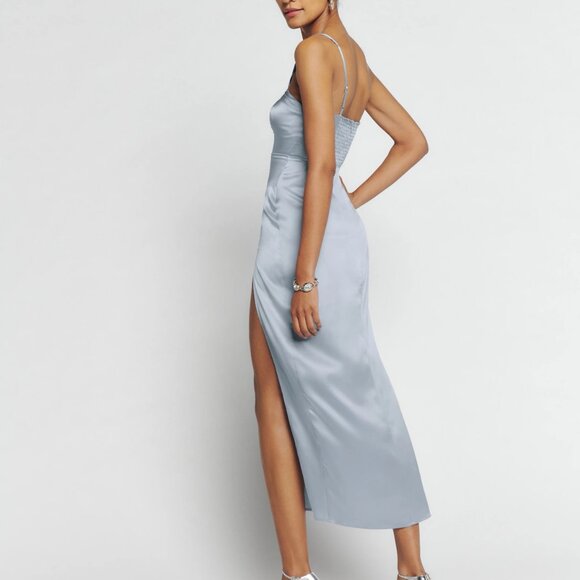 Reformation Solay Silk Dress Mineral, Size 6 - Picture 3 of 3